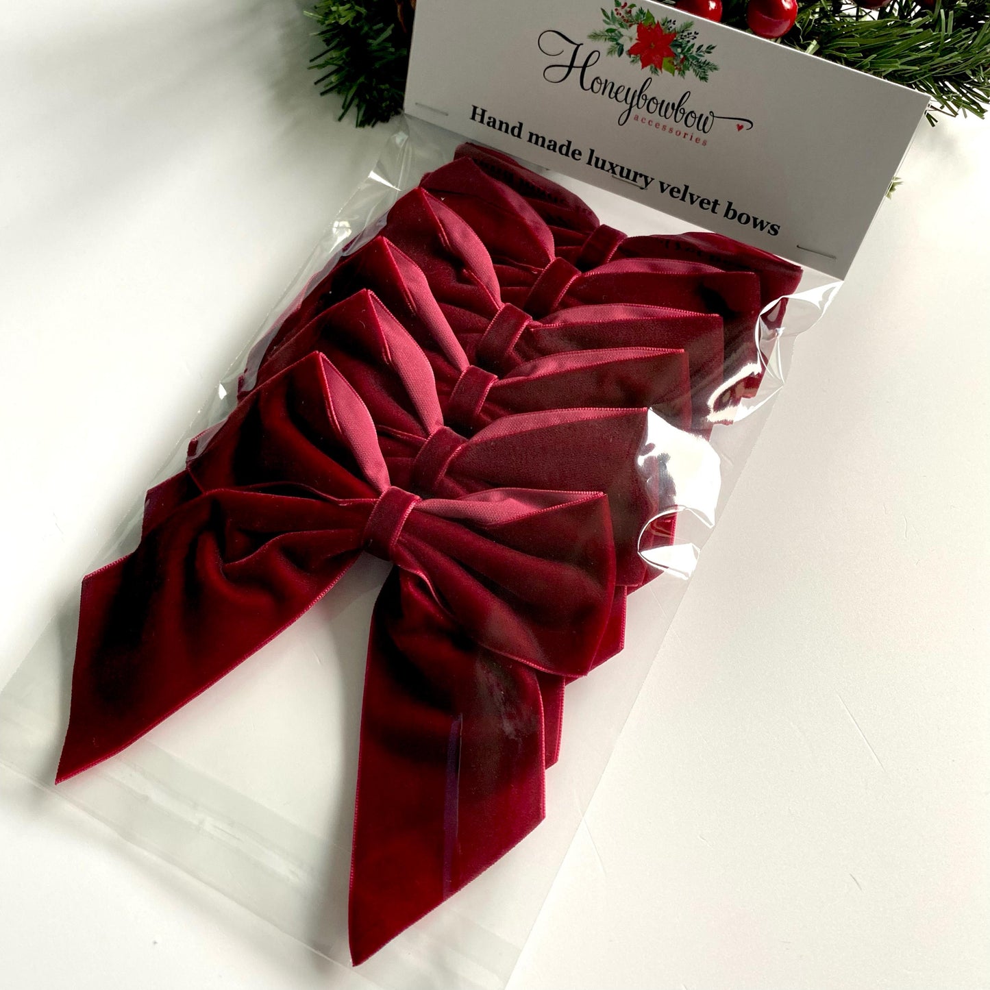 6 pack Scarlet Velvet bows 5.5 inch