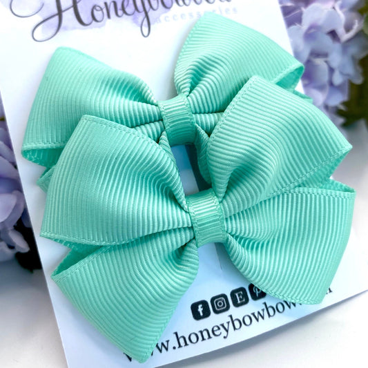 2.5 inch Aqua tux bows