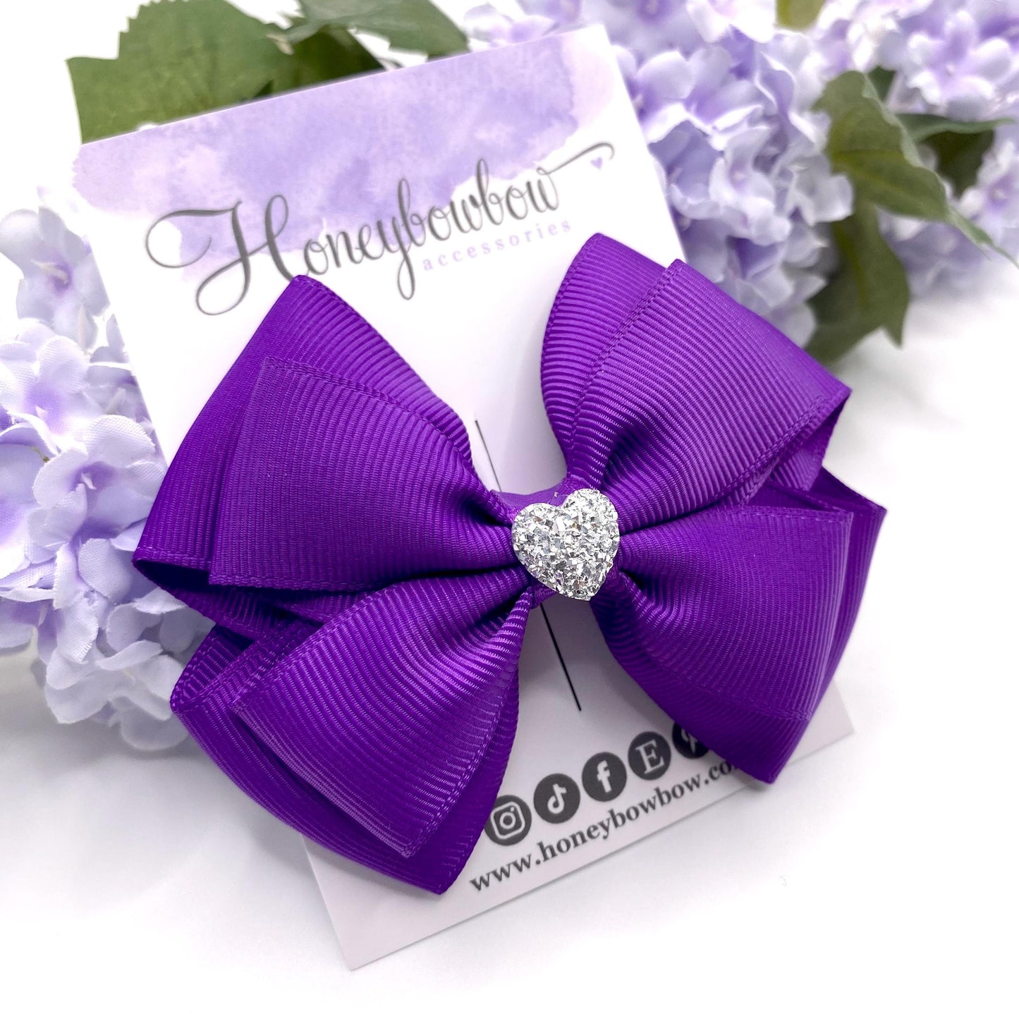 3.5 inch Purple double tux bow