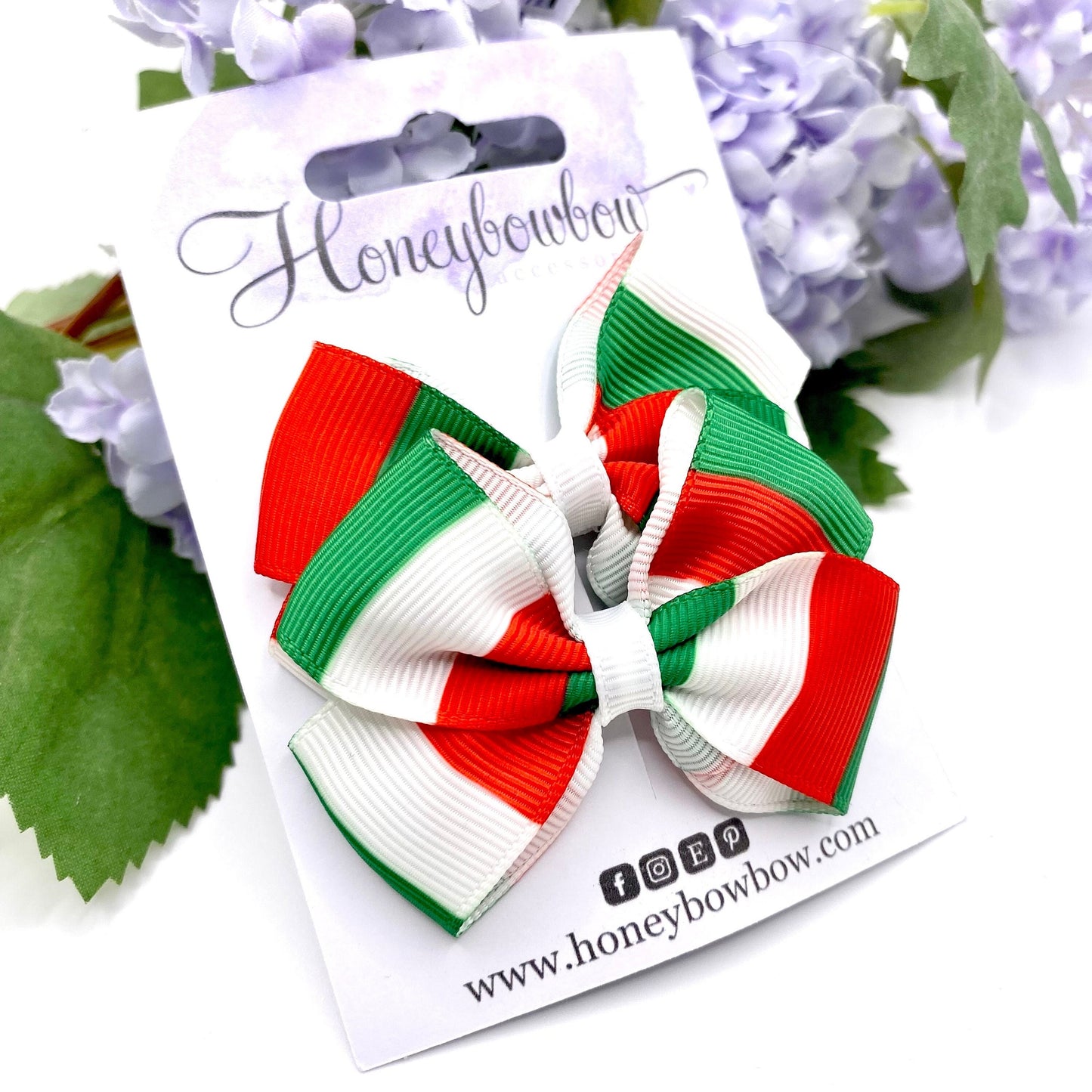 2.75 inch Italia flag hair bows