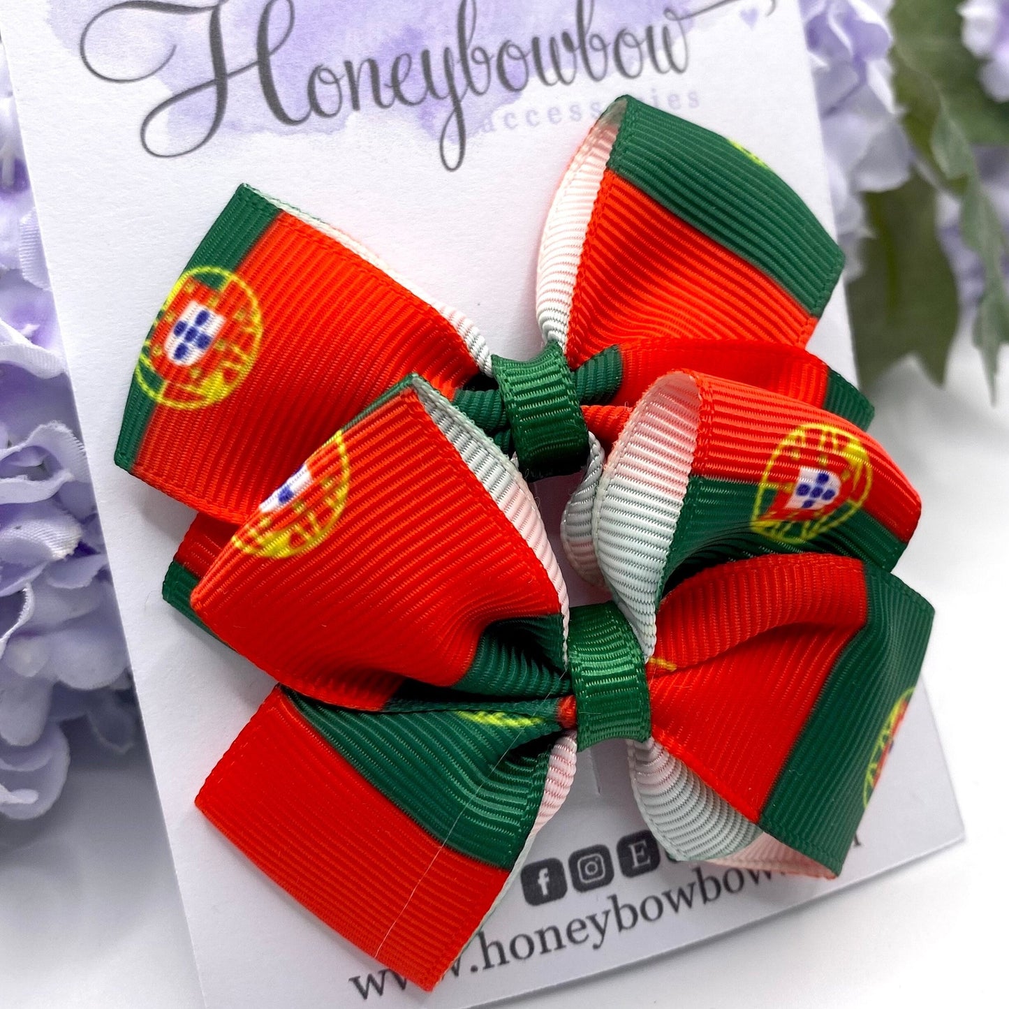 2.75 inch Portugal flag hair bows