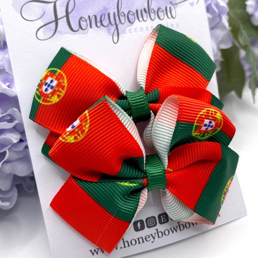 2.75 inch Portugal flag hair bows
