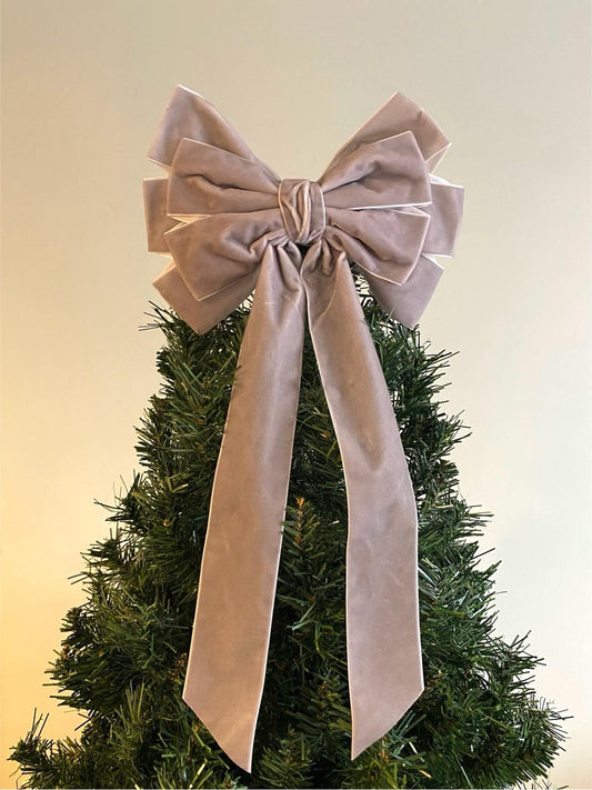 9 inch Silver velvet topper bow