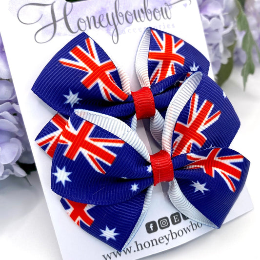 2.75 inch Australian flag hair bows
