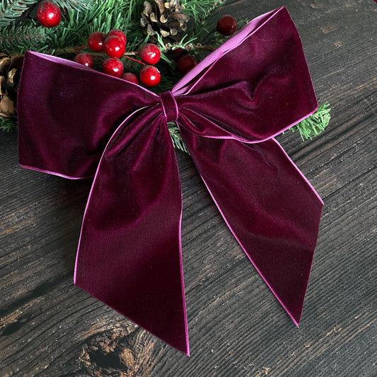 8 inch wine velvet bow