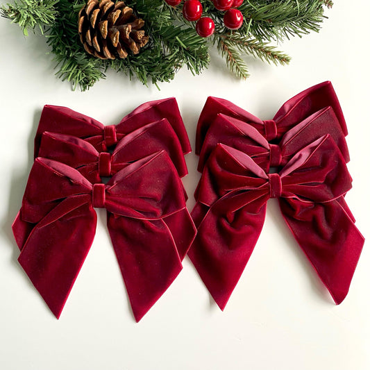 6 pack Scarlet Velvet bows 5.5 inch