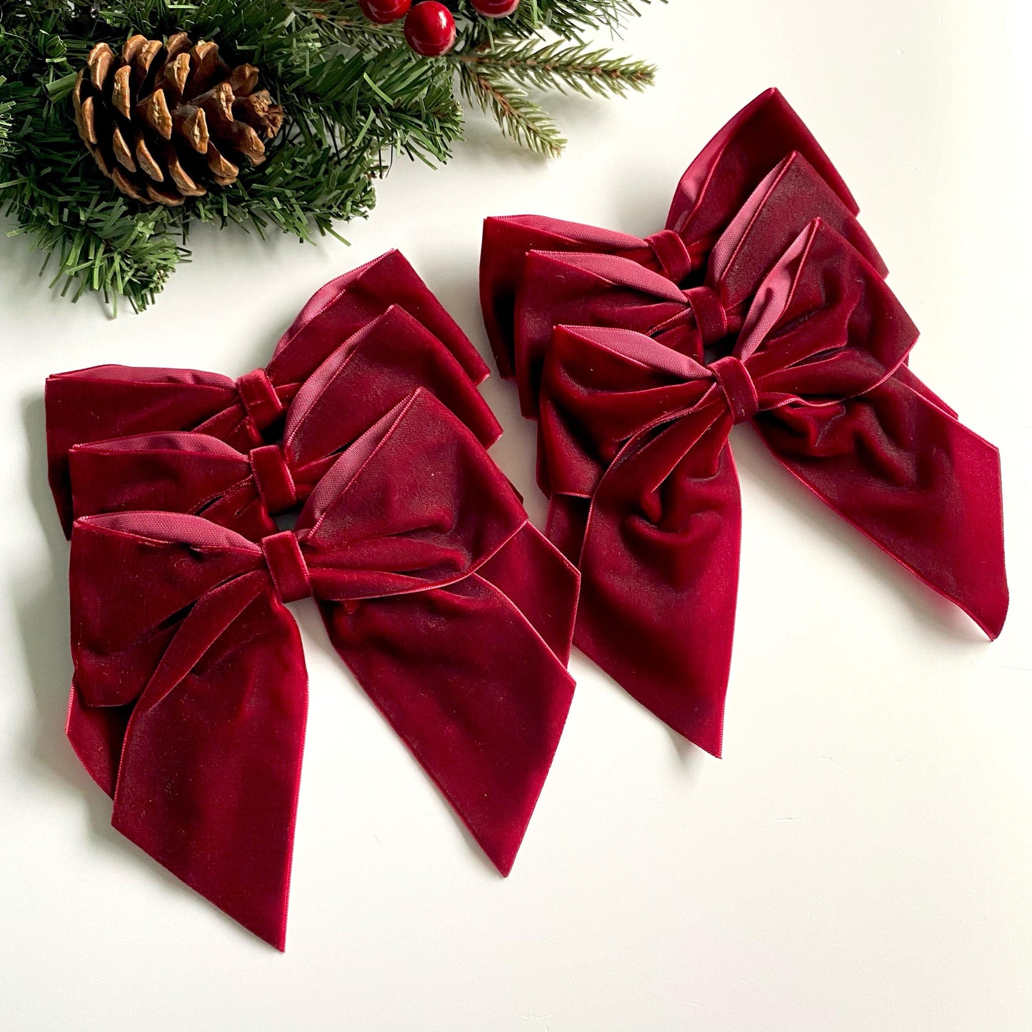 6 pack Scarlet Velvet bows 5.5 inch
