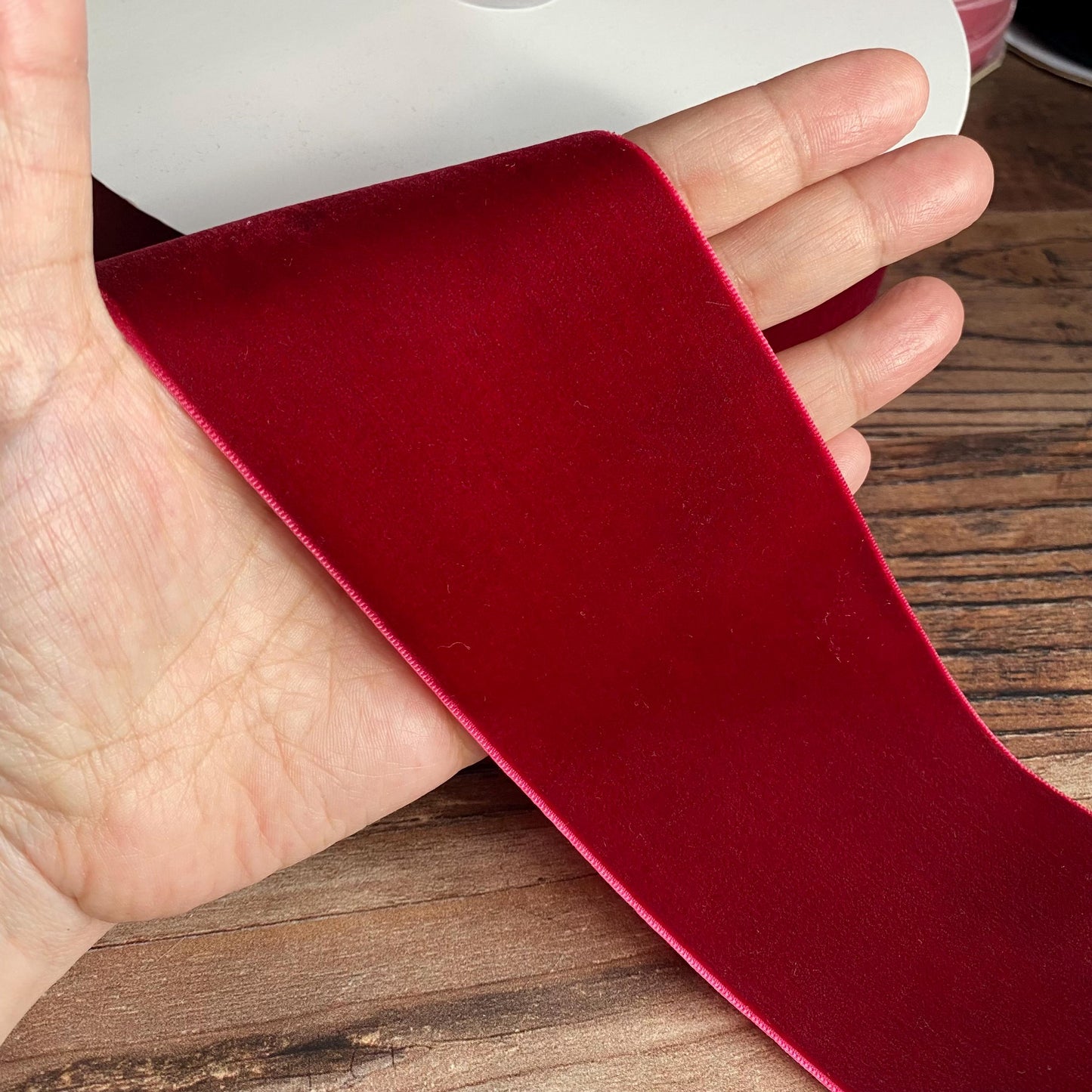 75mm deep red velvet ribbon