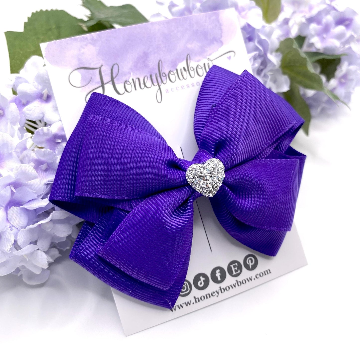 3.5 inch Regal purple double tux bow