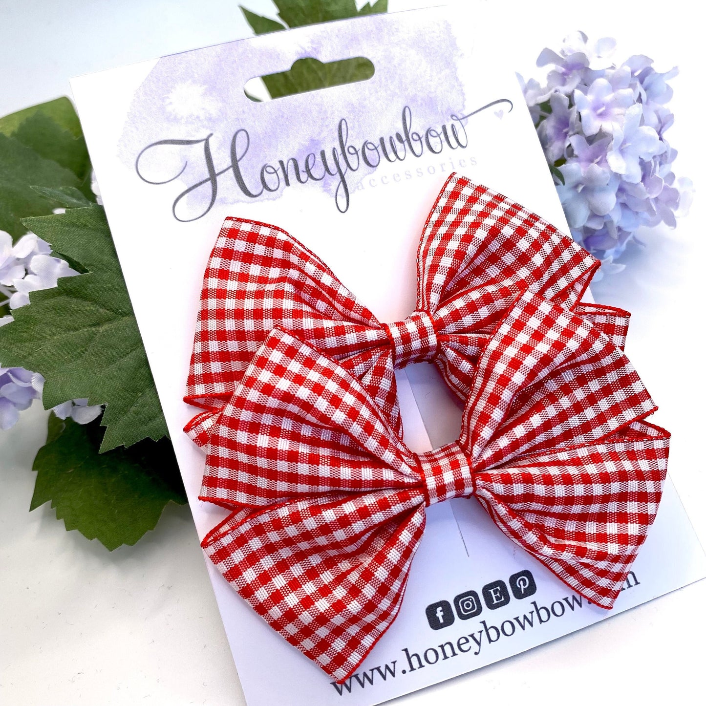 3.5 inch Red gingham tux bows