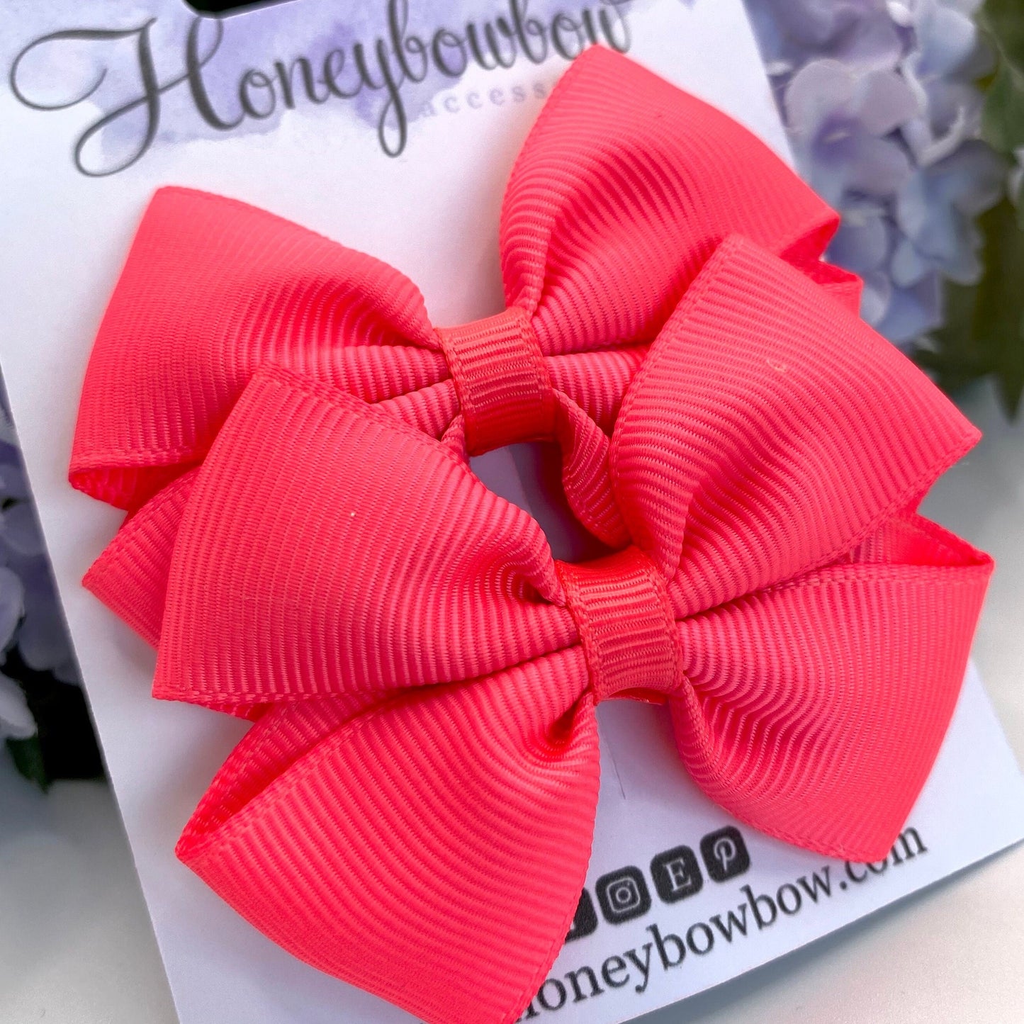 2.5 inch Neon pink tux bows